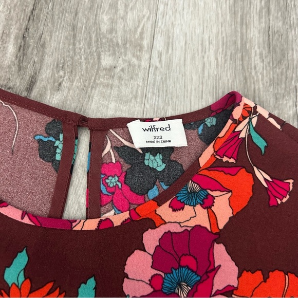 Aritzia Wilfred Cambria Floral Maroon Blouse Top Workwear Office Church Size XXS - Picture 5 of 7
